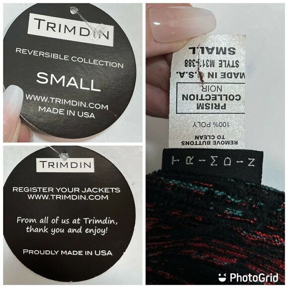 Trimdin Artisan Art to Wear Jacket Prism Noir Reversible Mid Length - Picture 5 of 12